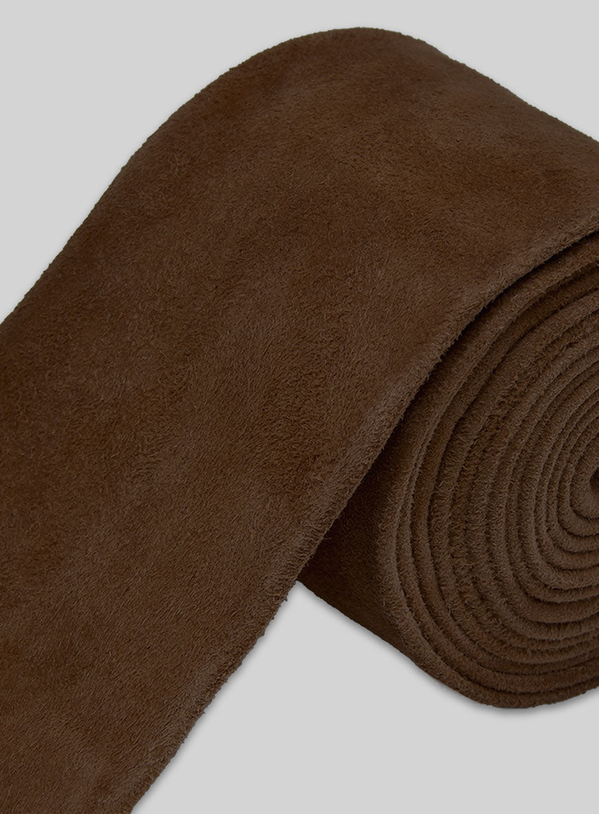 Mid Brown Suede Leather Tie - StudioSuits