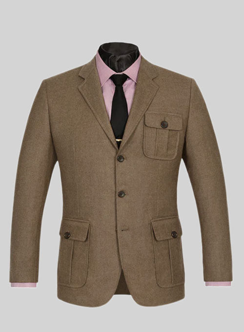 Mid Brown Flannel Wool Danish Style Sports Coat - StudioSuits
