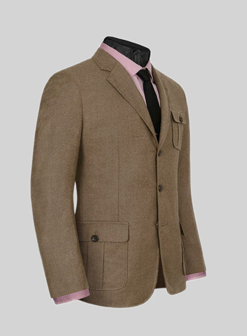 Mid Brown Flannel Wool Danish Style Sports Coat - StudioSuits