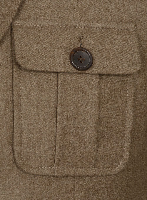 Mid Brown Flannel Wool Danish Style Sports Coat - StudioSuits
