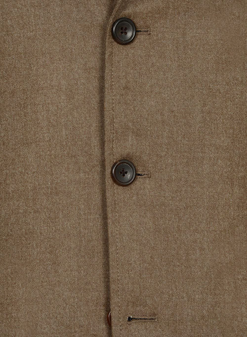 Mid Brown Flannel Wool Danish Style Sports Coat - StudioSuits