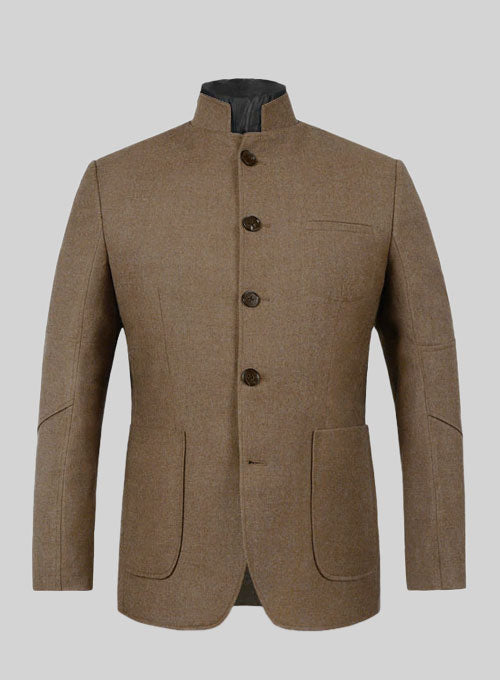 Mid Brown Flannel Wool Breezer Style Jacket - StudioSuits