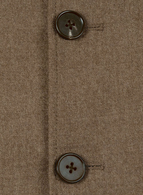 Mid Brown Flannel Wool Breezer Style Jacket - StudioSuits