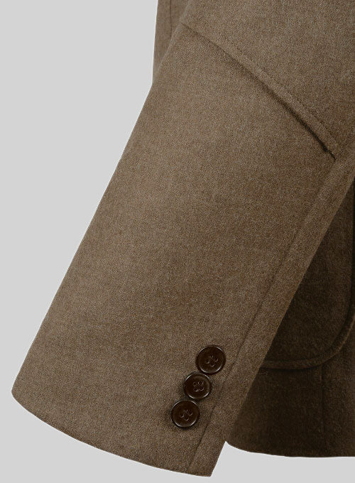 Mid Brown Flannel Wool Breezer Style Jacket - StudioSuits