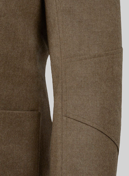 Mid Brown Flannel Wool Breezer Style Jacket - StudioSuits