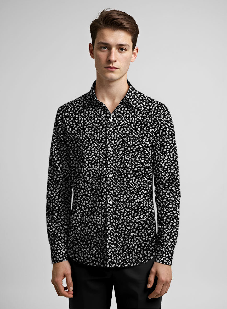 Midnight Flora Cotton Lycra Shirt - StudioSuits
