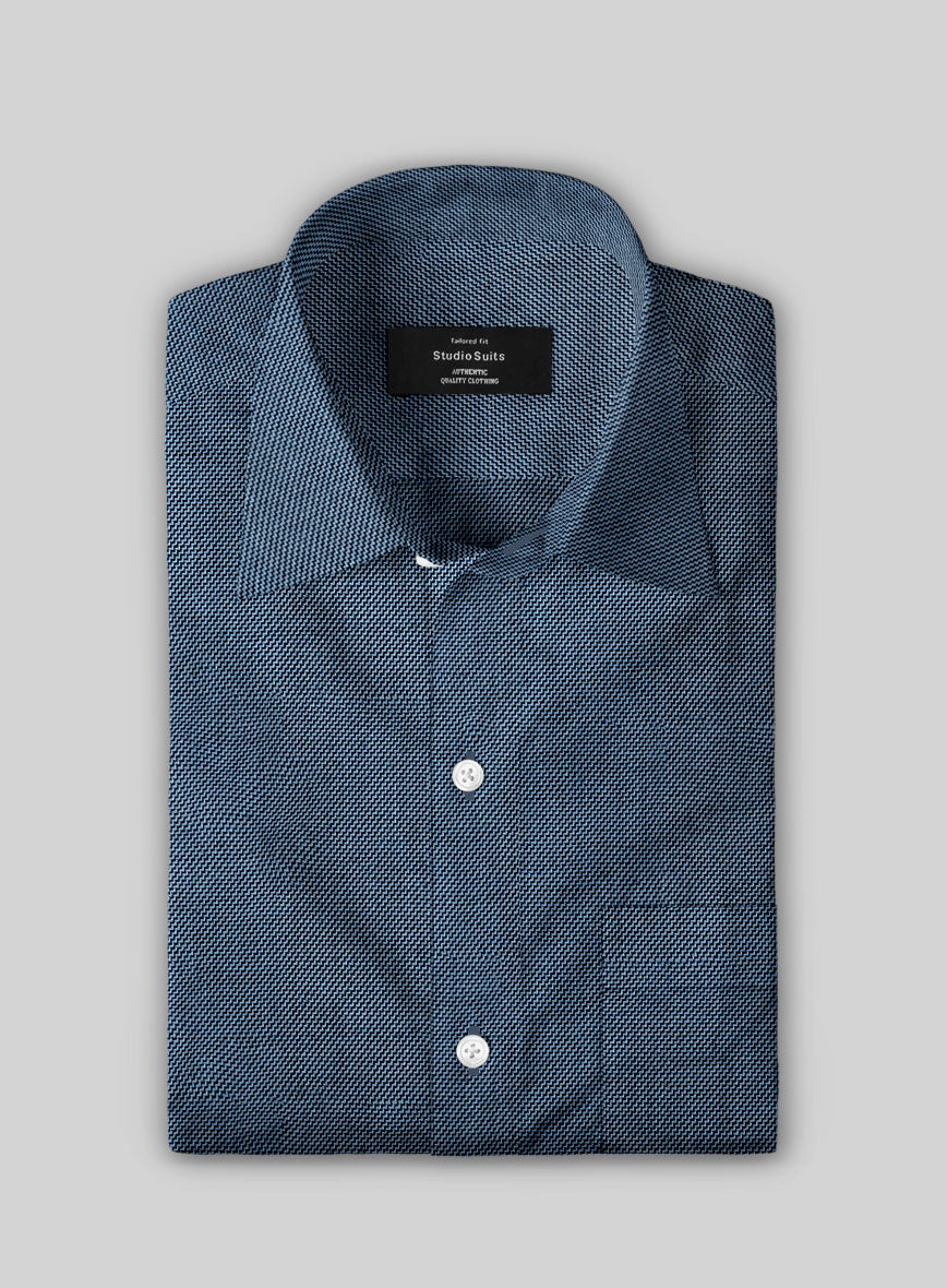 Midnight Microcheck Cotton Shirt - StudioSuits