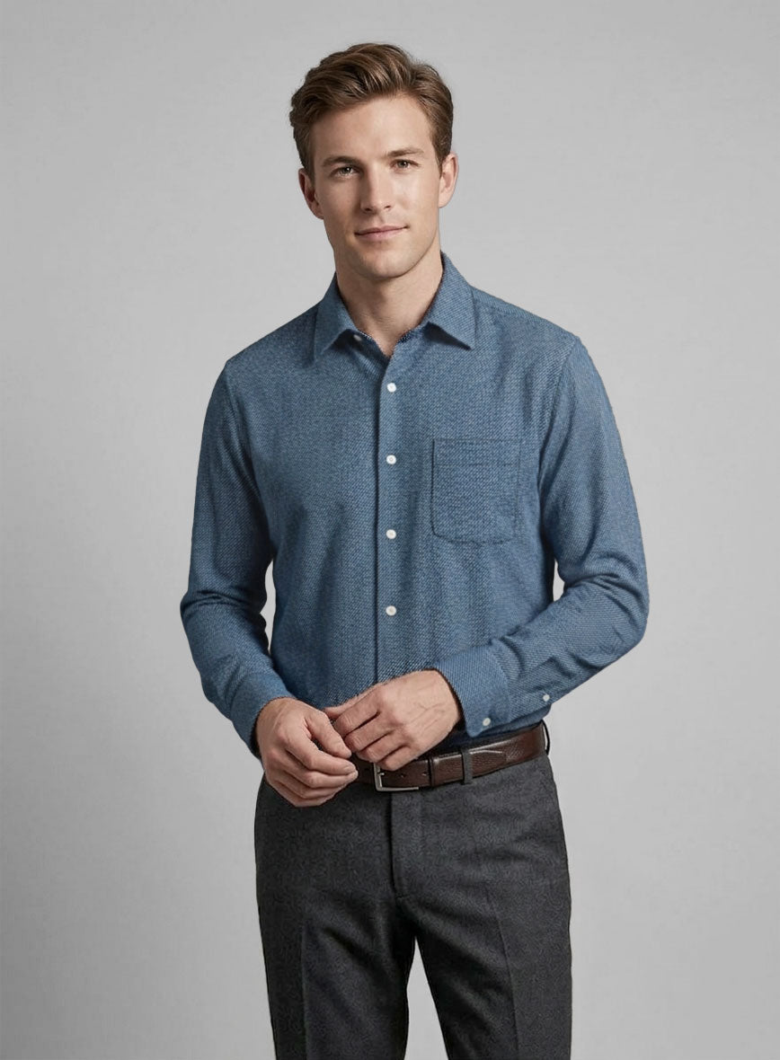 Midnight Microcheck Cotton Shirt - StudioSuits