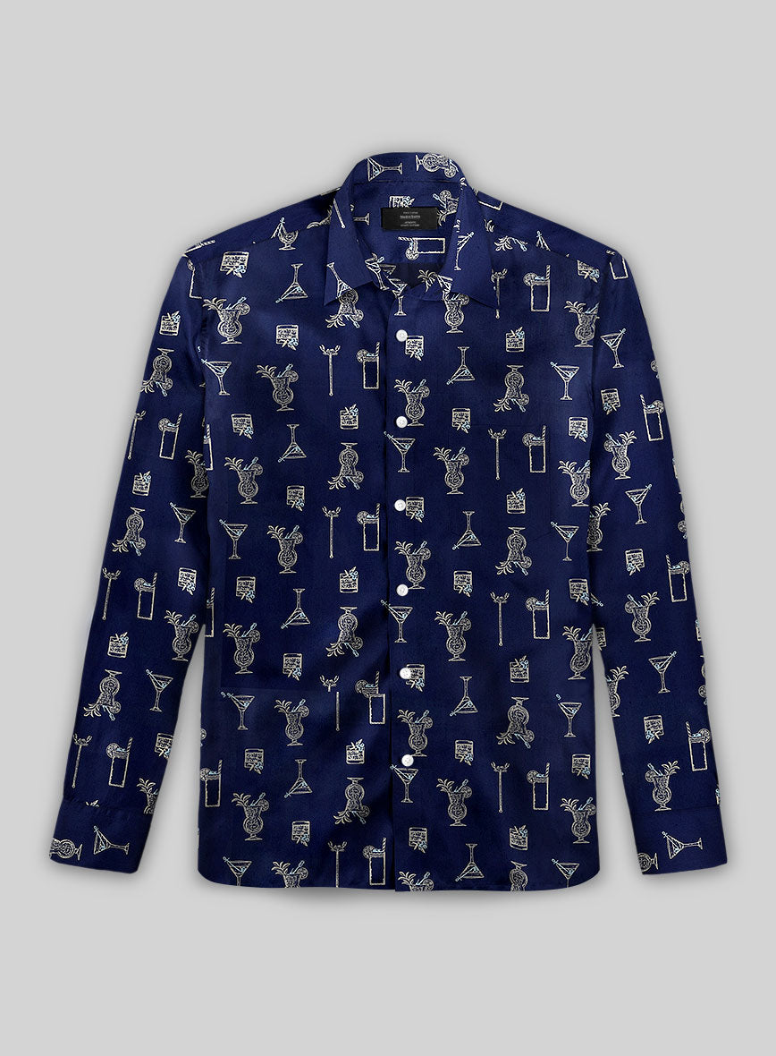 Midnight Pour Cotton Lycra Shirt - StudioSuits