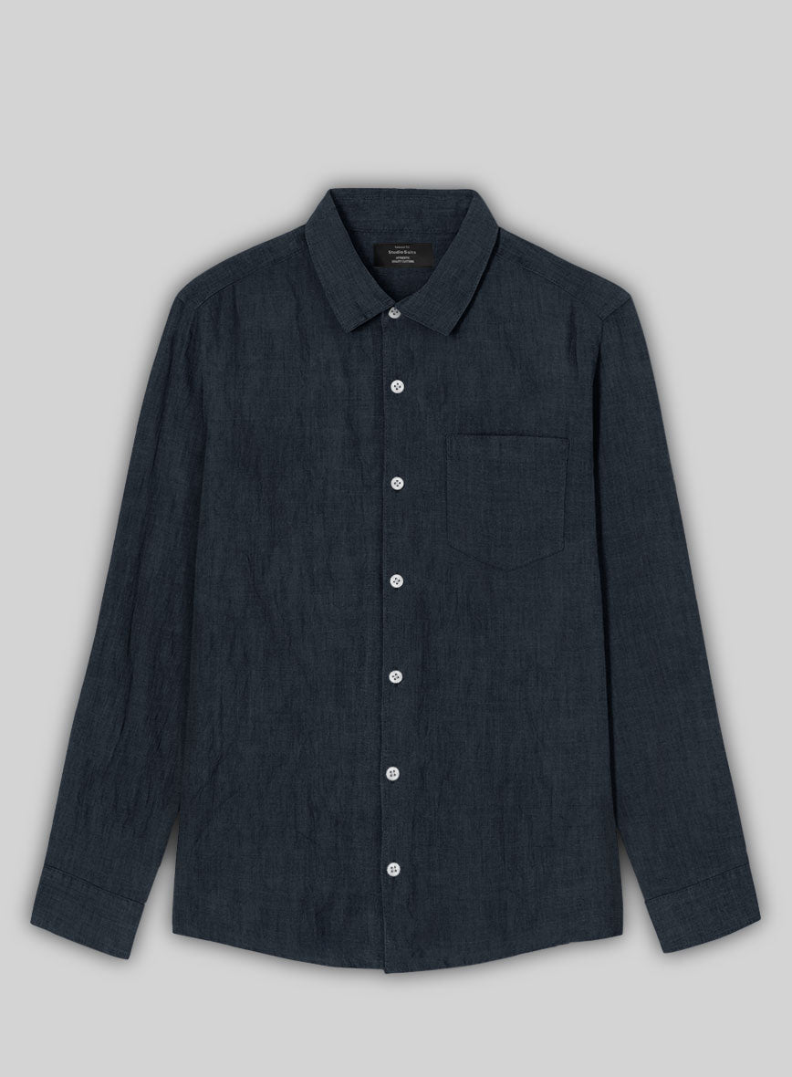 Midnight Tide Pure Linen Shirt - StudioSuits