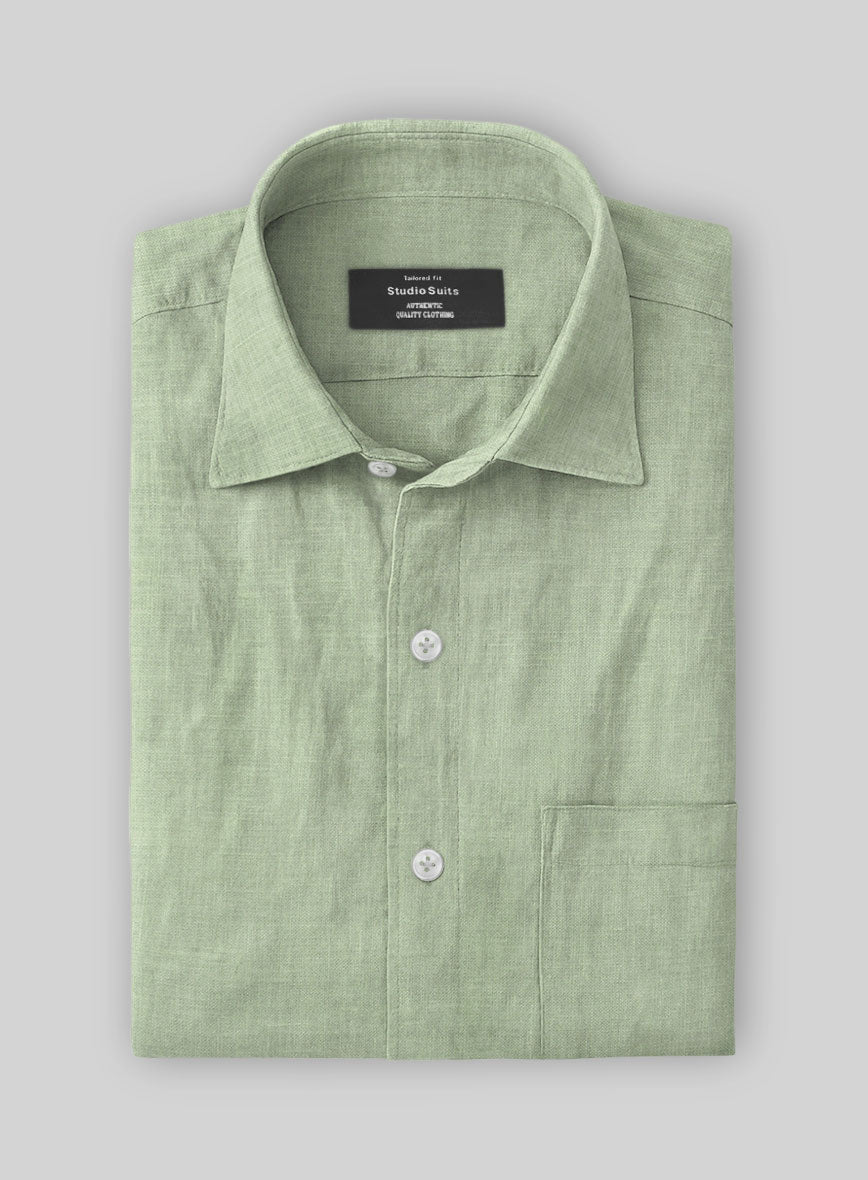 Minted Sage Pure Linen Shirt - StudioSuits