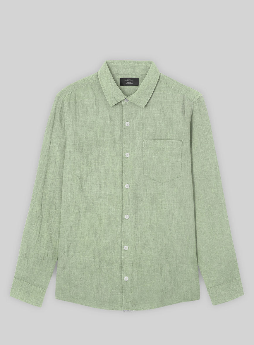 Minted Sage Pure Linen Shirt - StudioSuits
