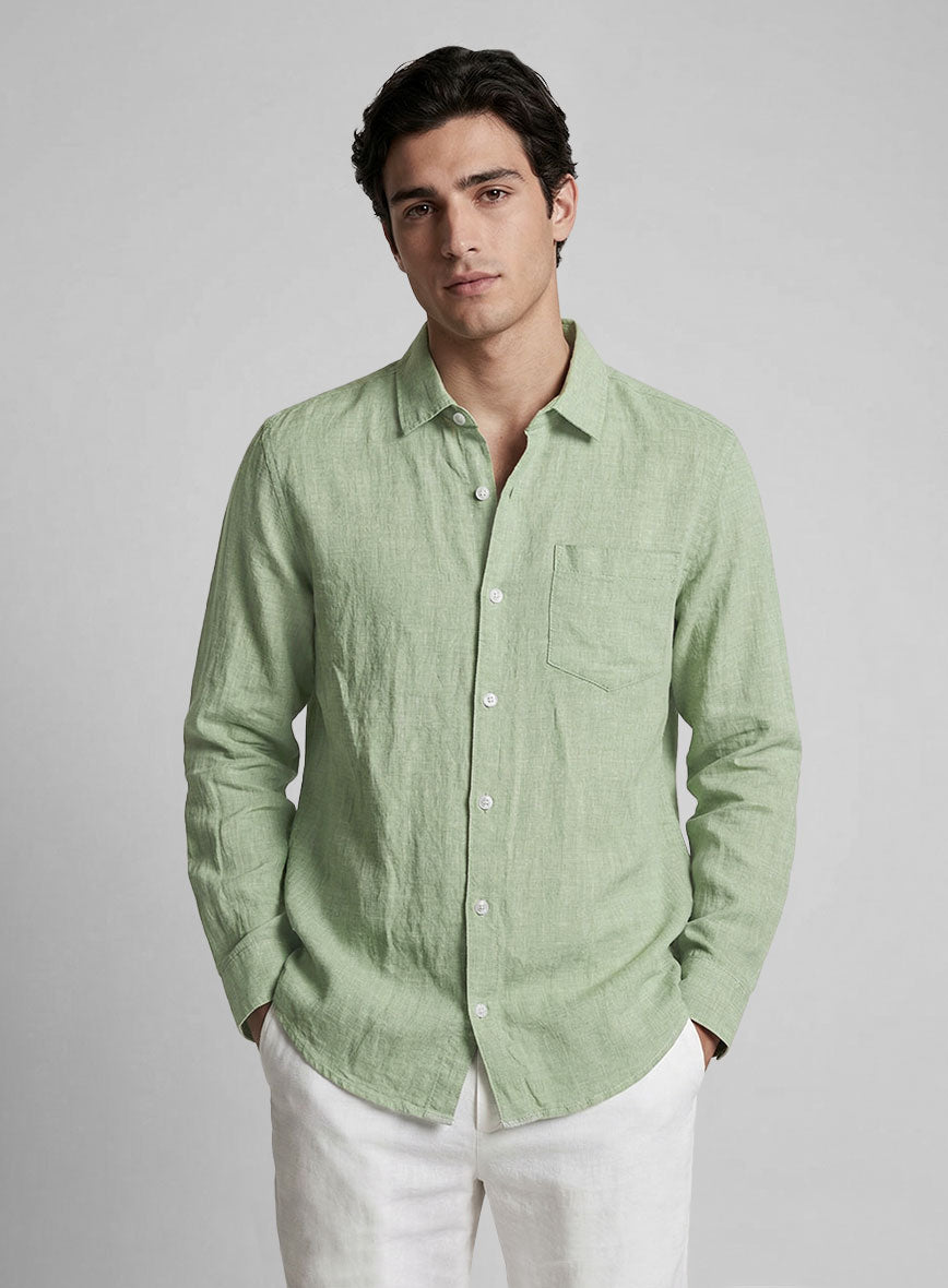 Minted Sage Pure Linen Shirt - StudioSuits