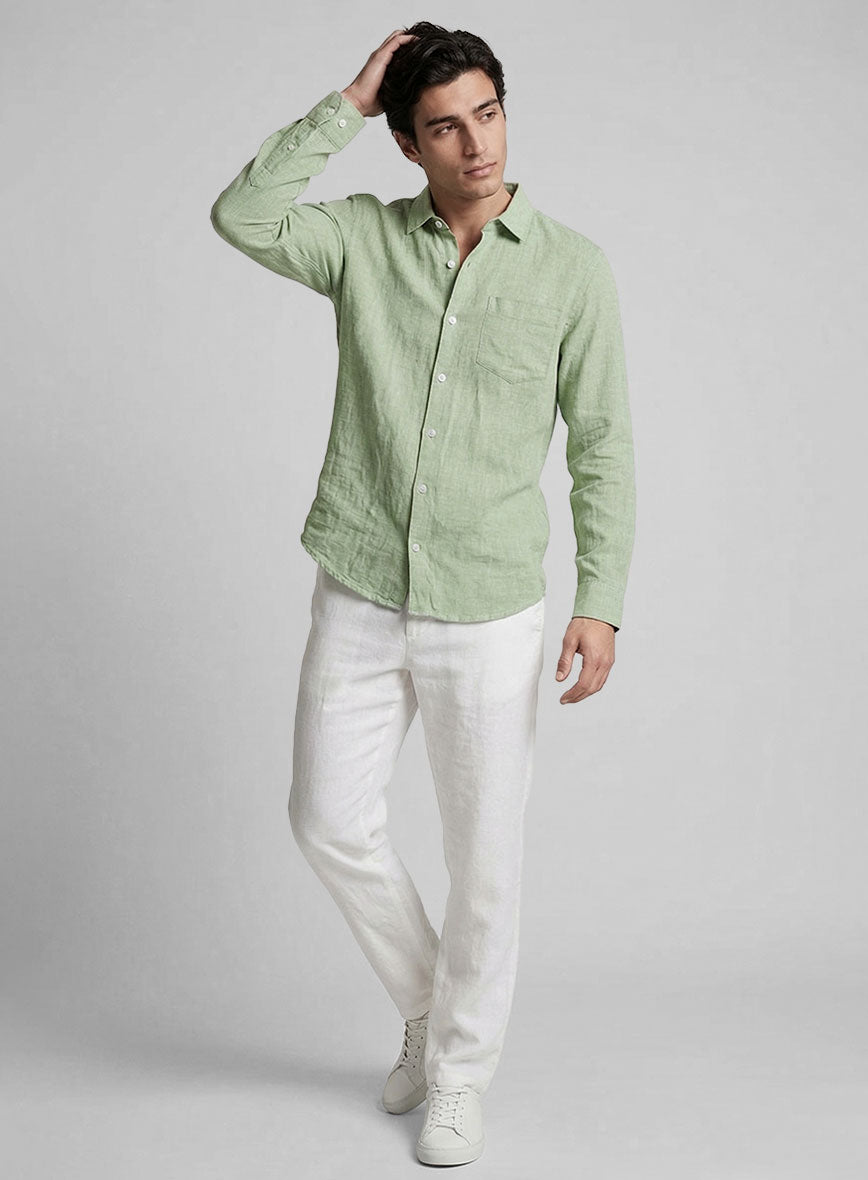 Minted Sage Pure Linen Shirt - StudioSuits