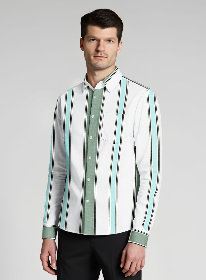 Mint Grove Stripe Cotton Shirt - StudioSuits