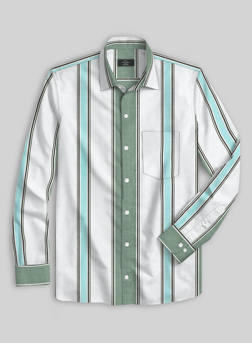 Mint Grove Stripe Cotton Shirt - StudioSuits