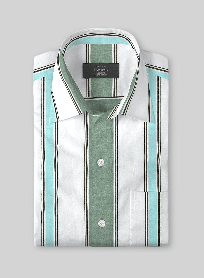 Mint Grove Stripe Cotton Shirt - StudioSuits