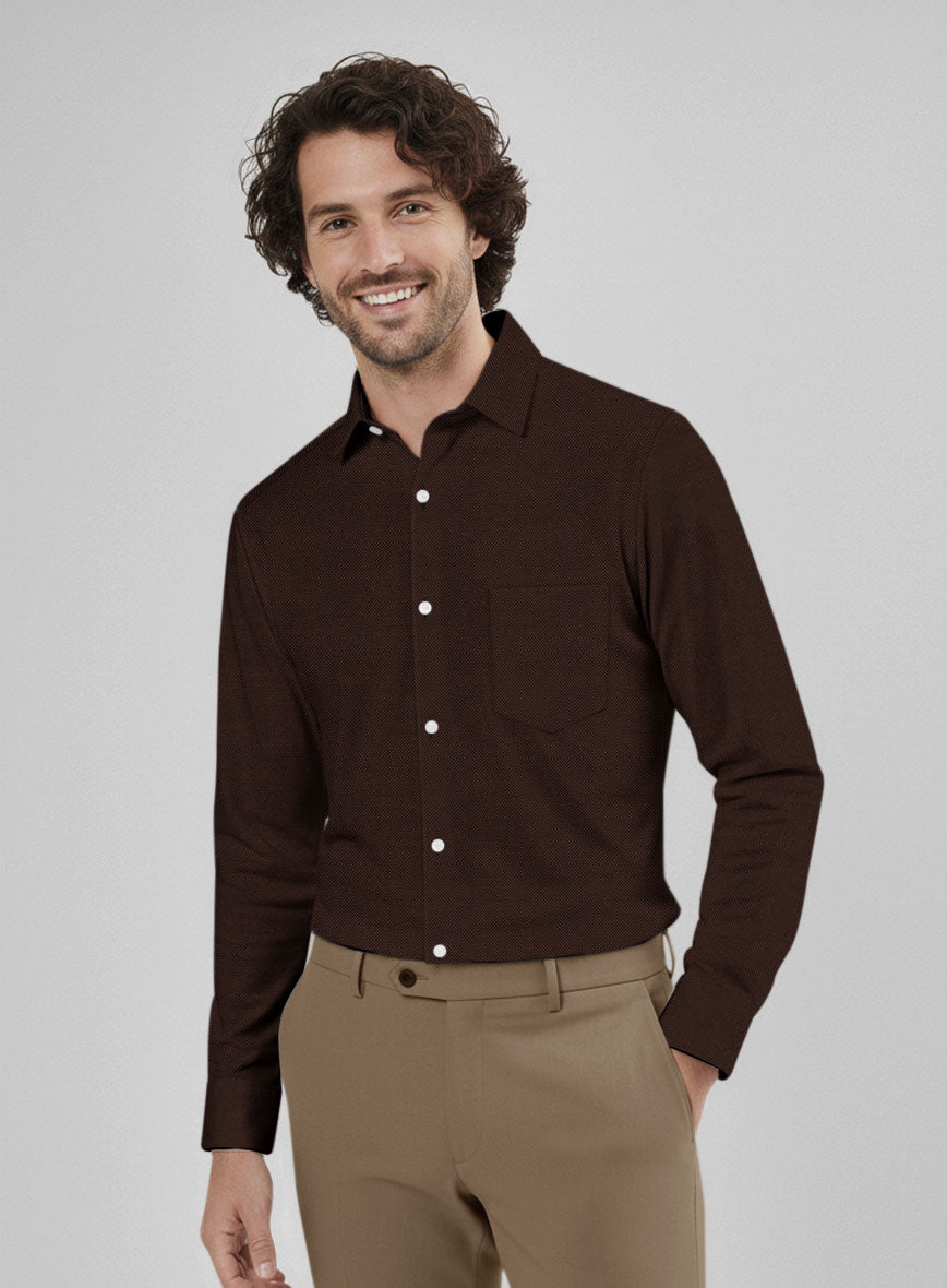 Mocha Dobby Cotton Shirt - StudioSuits