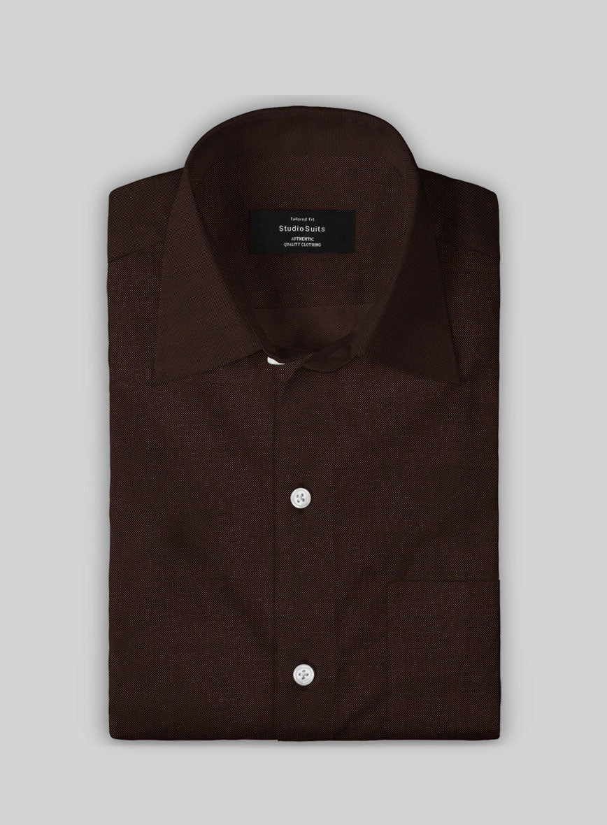 Mocha Dobby Cotton Shirt - StudioSuits