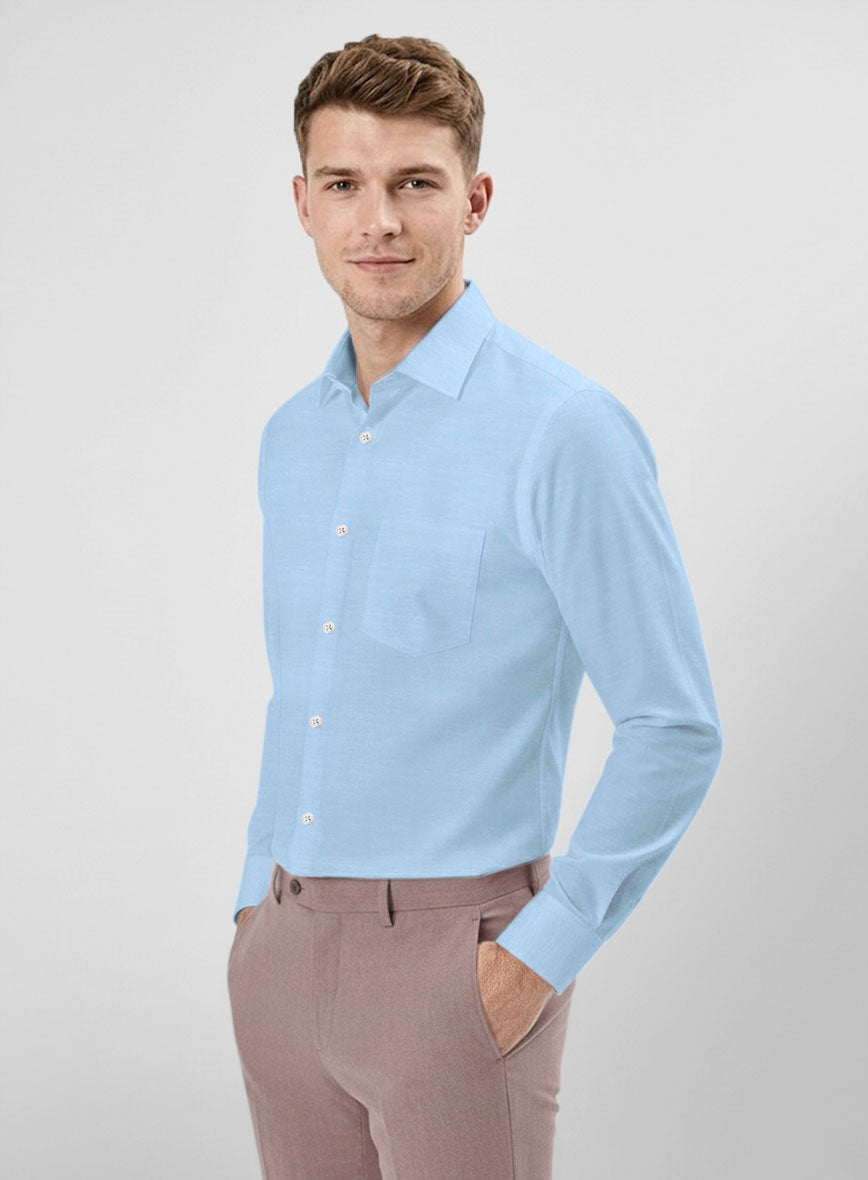 Montclair Blue Twill Cotton Shirt - StudioSuits