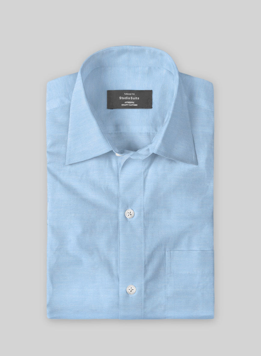 Montclair Blue Twill Cotton Shirt - StudioSuits