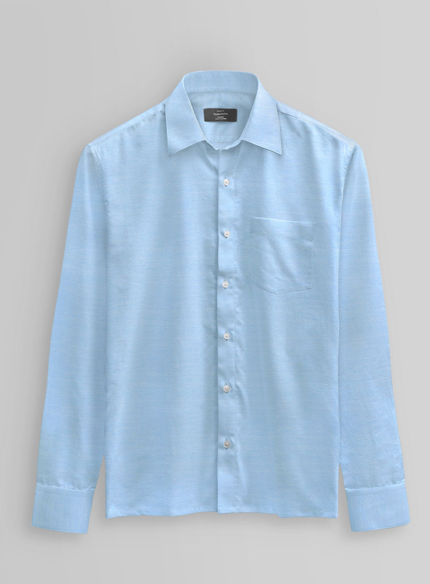 Montclair Blue Twill Cotton Shirt - StudioSuits
