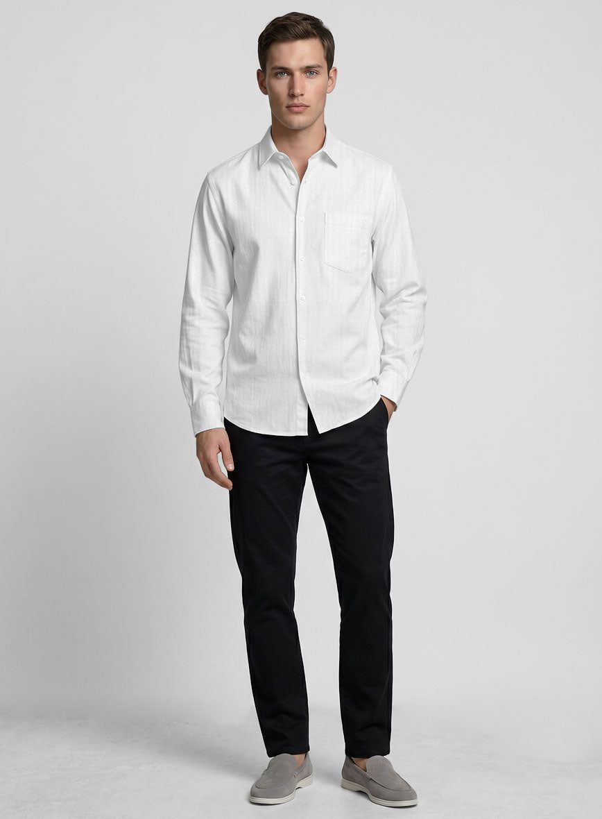 Moonlight Herringbone Cotton Shirt - StudioSuits