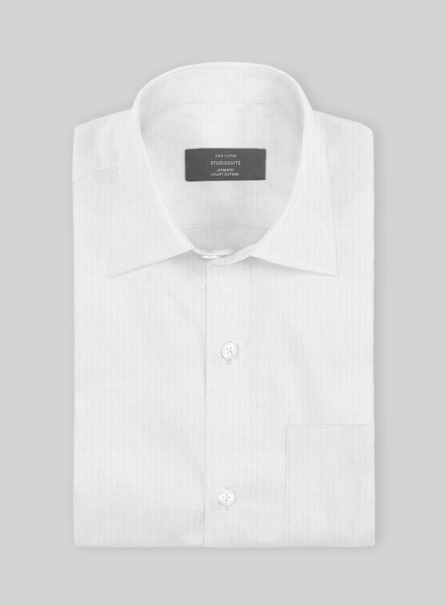 Moonlight Herringbone Cotton Shirt - StudioSuits