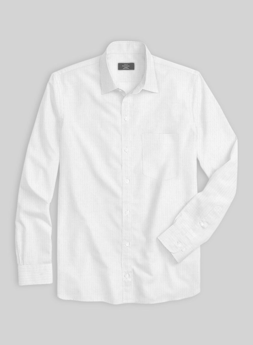 Moonlight Herringbone Cotton Shirt - StudioSuits