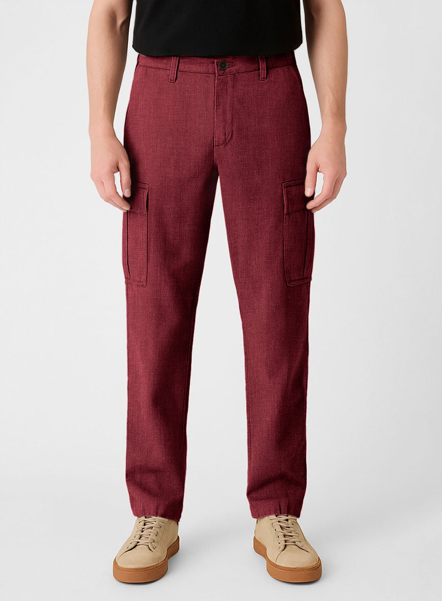 Moscow Maroon Linen Cargo Pants - StudioSuits