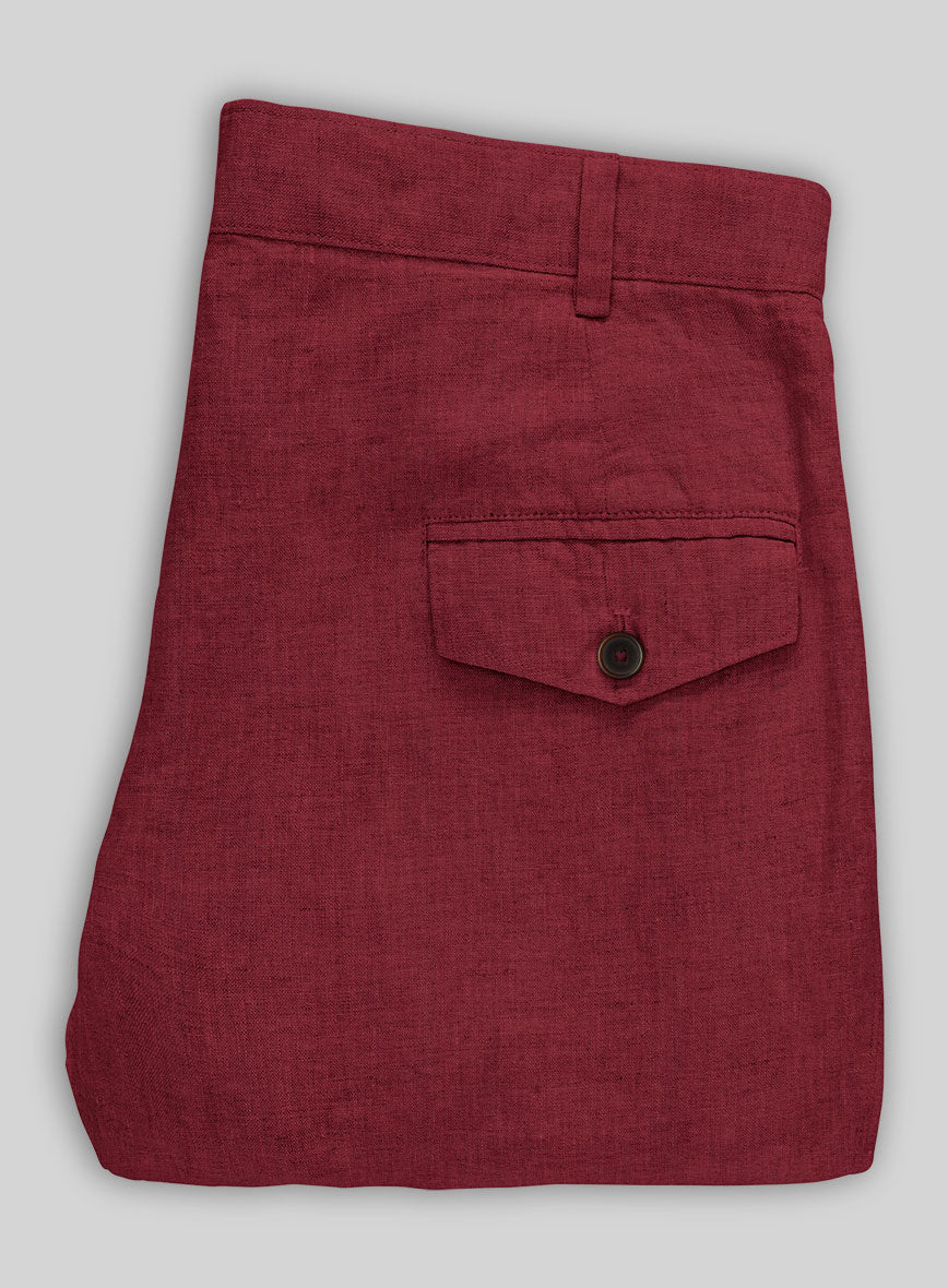 Moscow Maroon Linen Cargo Pants - StudioSuits