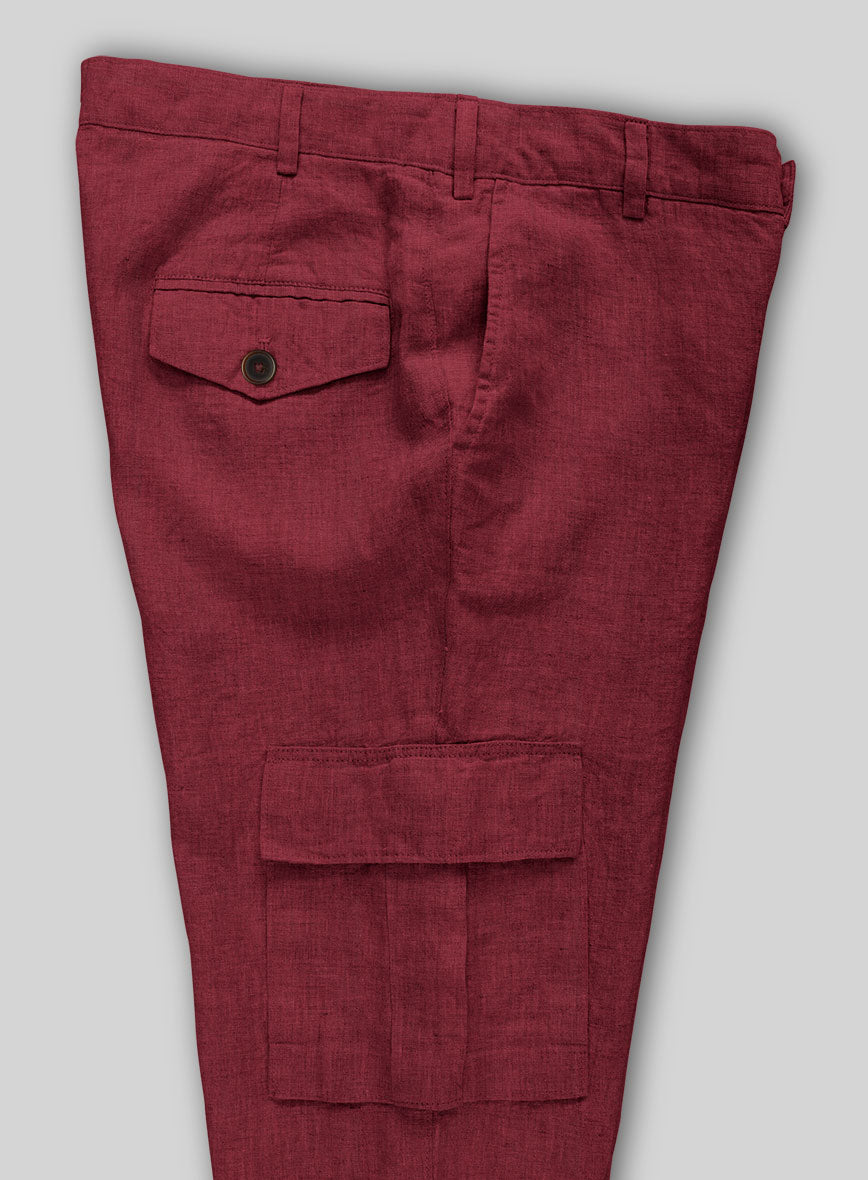 Moscow Maroon Linen Cargo Pants - StudioSuits