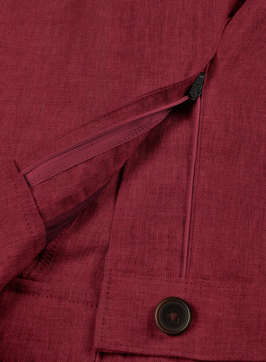 Moscow Maroon Linen Cargo Pants - StudioSuits