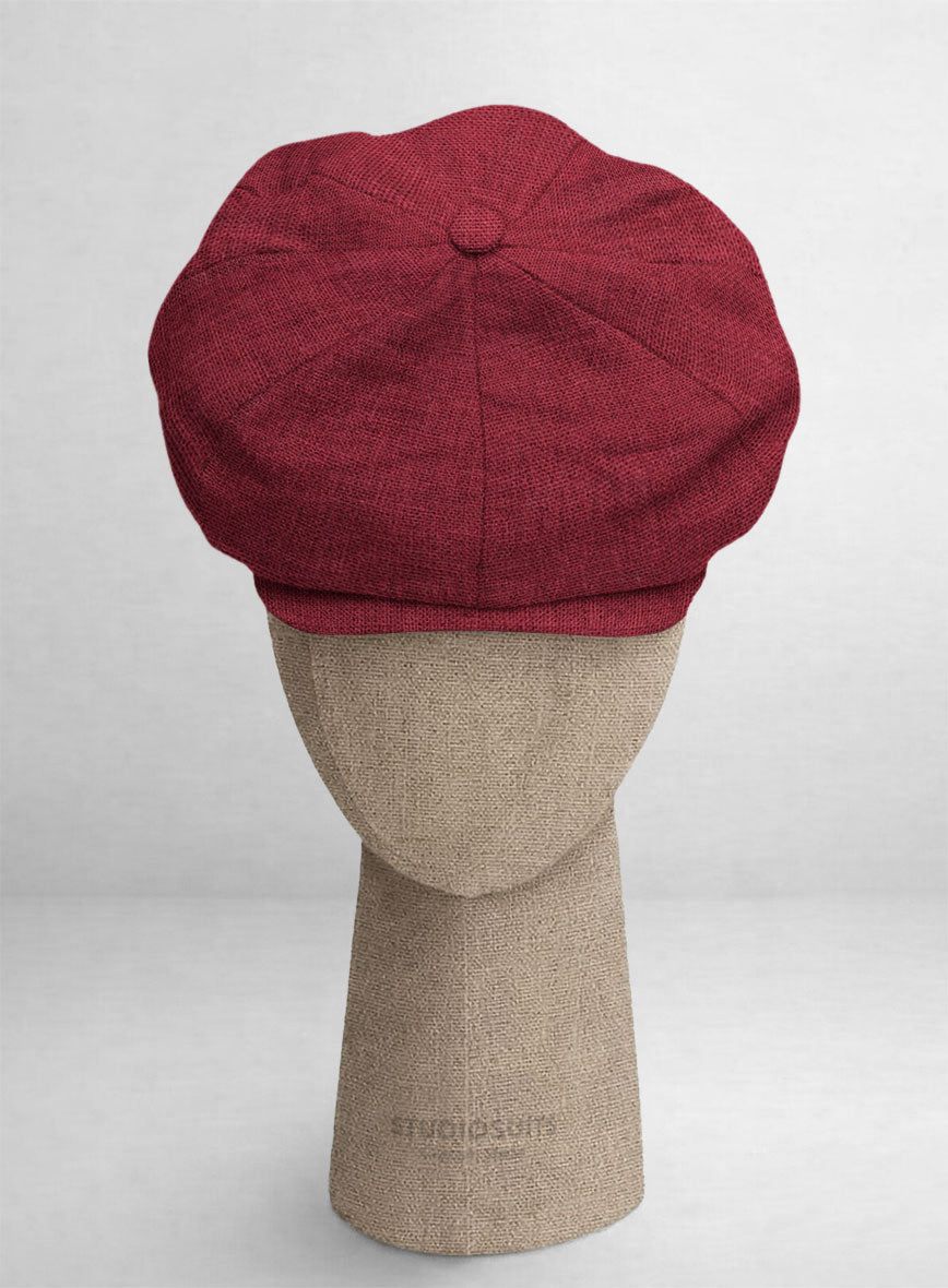 Moscow Maroon Linen Newsboy Cap - StudioSuits
