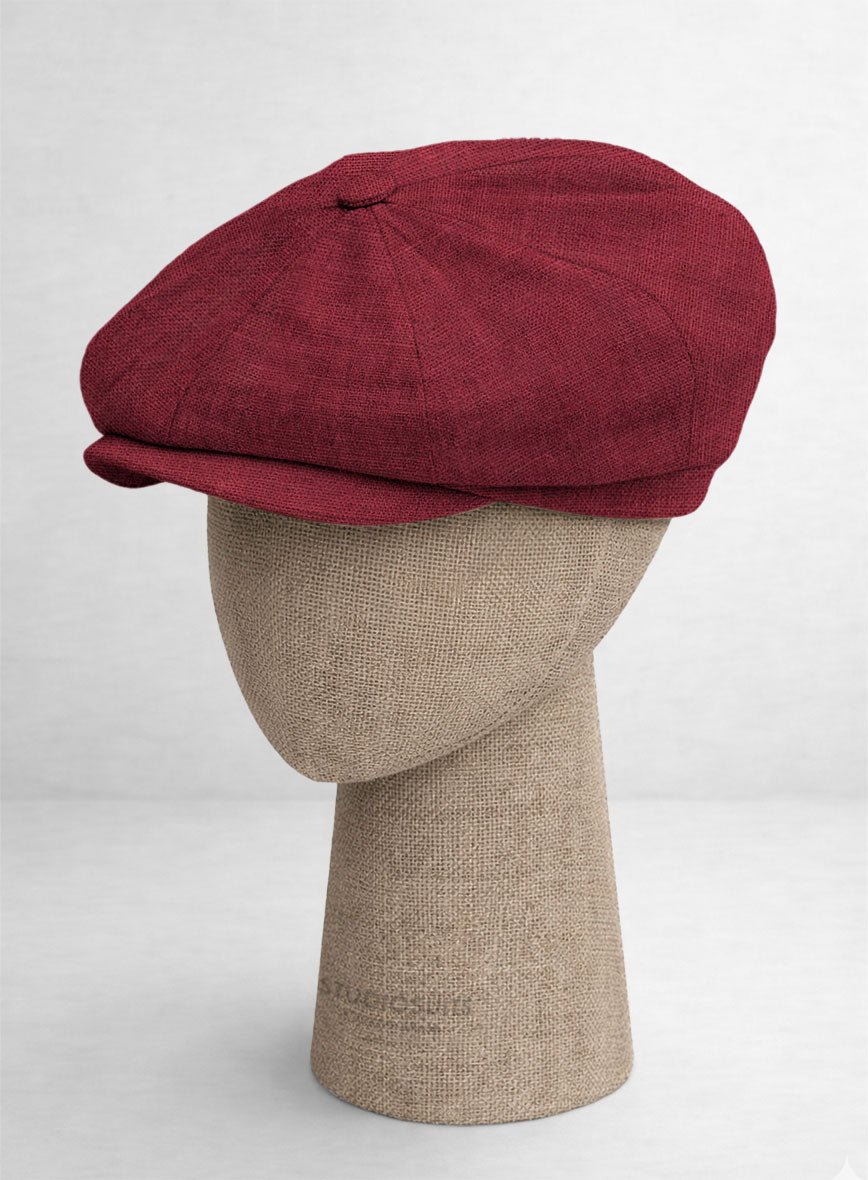 Moscow Maroon Linen Newsboy Cap - StudioSuits