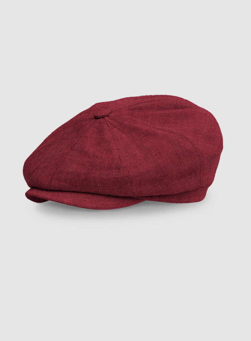Moscow Maroon Linen Newsboy Cap - StudioSuits