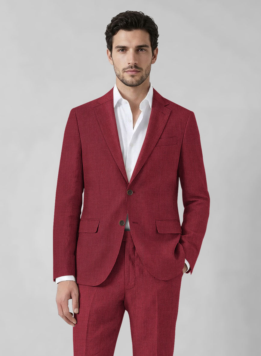 Moscow Maroon Linen Suit - StudioSuits