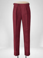 Moscow Maroon Pure Linen Highland Trousers - StudioSuits