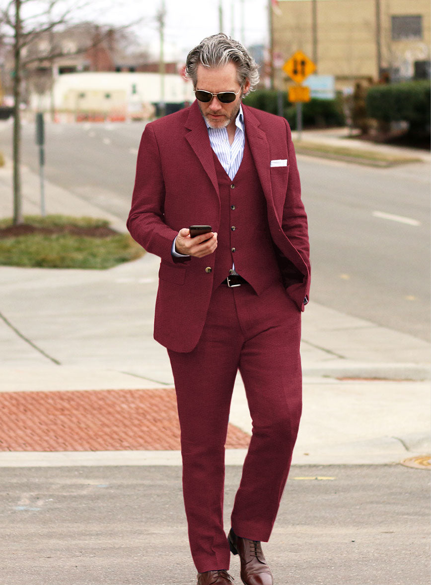 Moscow Maroon Pure Linen Suit - StudioSuits