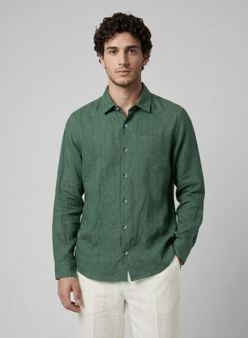 Mossstone Green Linen Shirt - StudioSuits