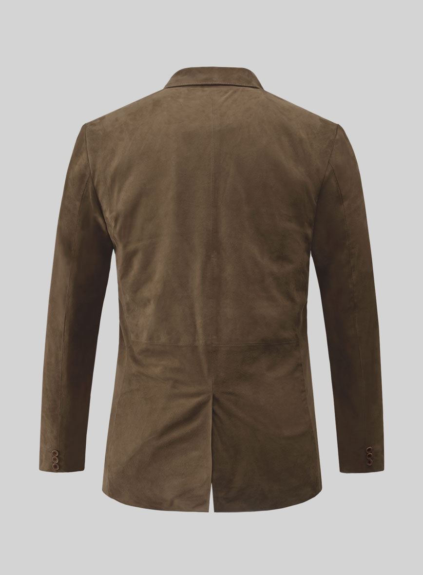 Mushroom Brown Suede Leather Blazer - StudioSuits