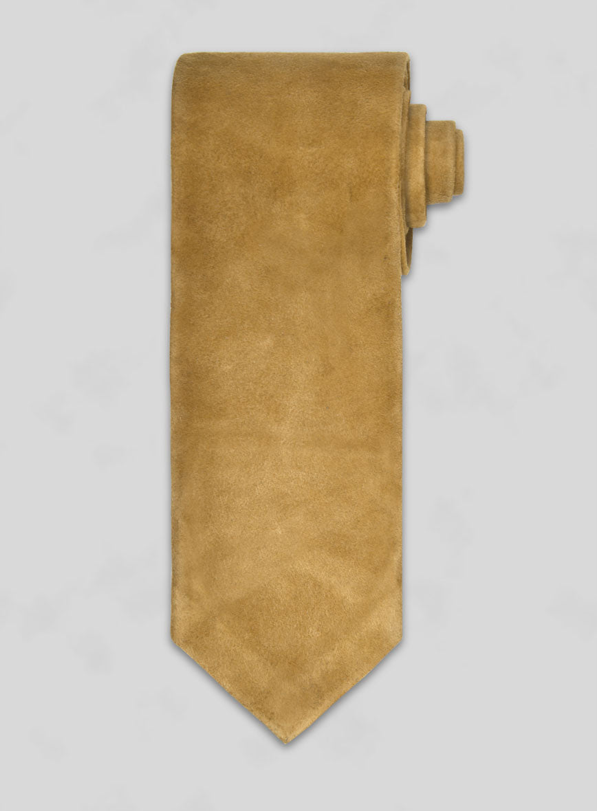 Mustard Suede Leather Tie - StudioSuits