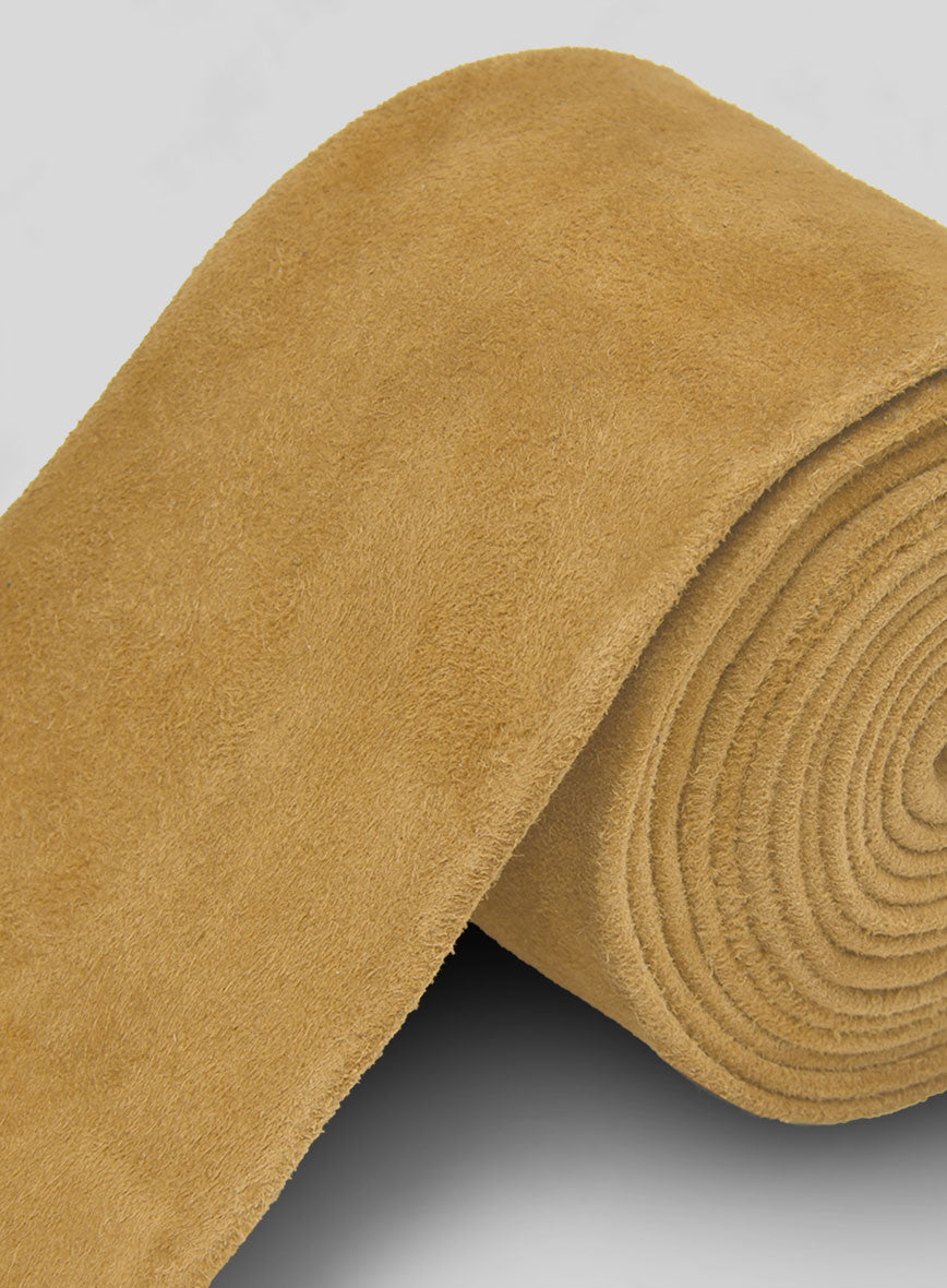 Mustard Suede Leather Tie - StudioSuits