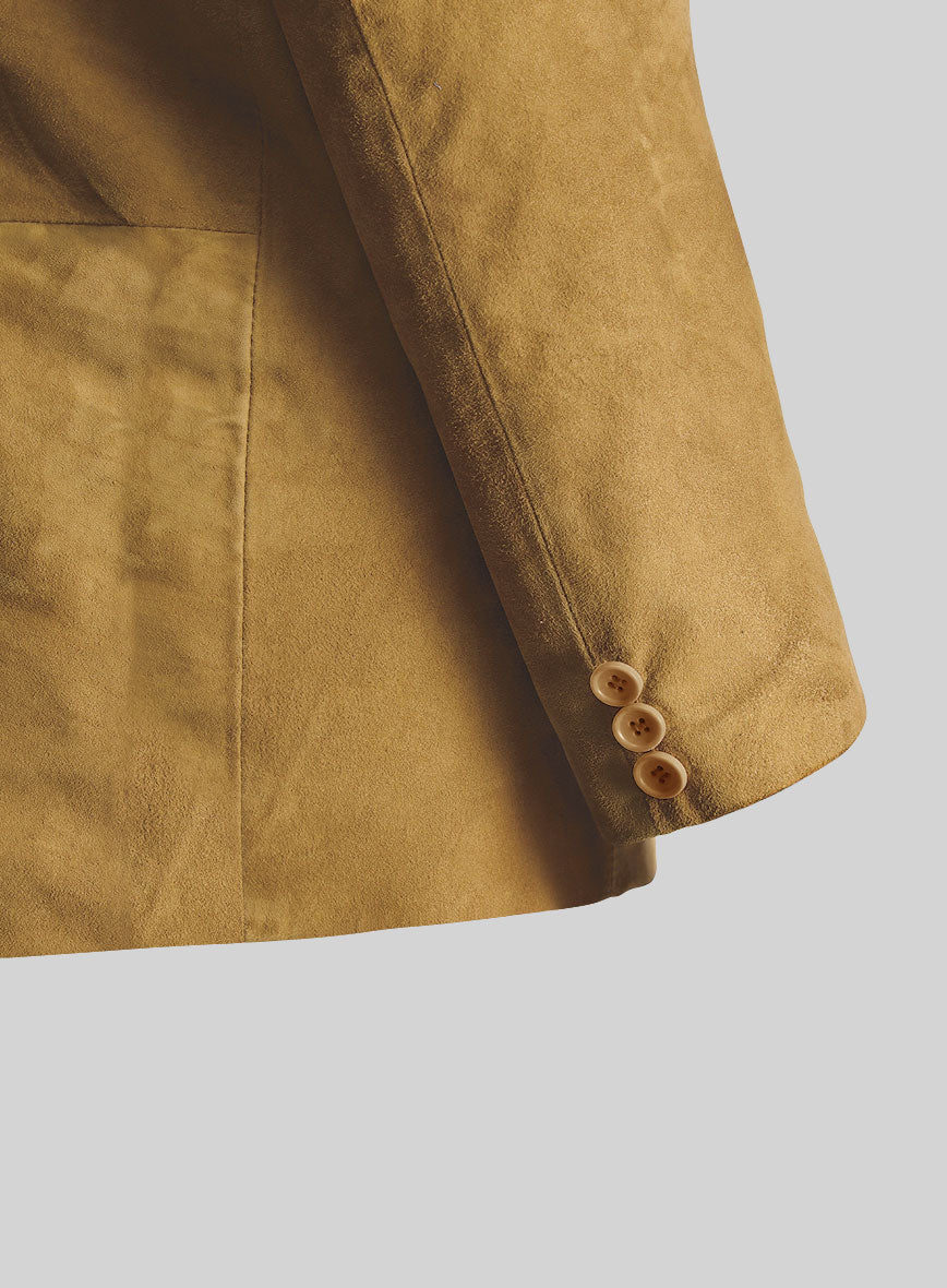Mustard Suede Leather Blazer - StudioSuits