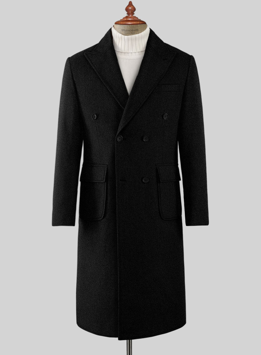 Musto Black Heavy Tweed Overcoat - StudioSuits