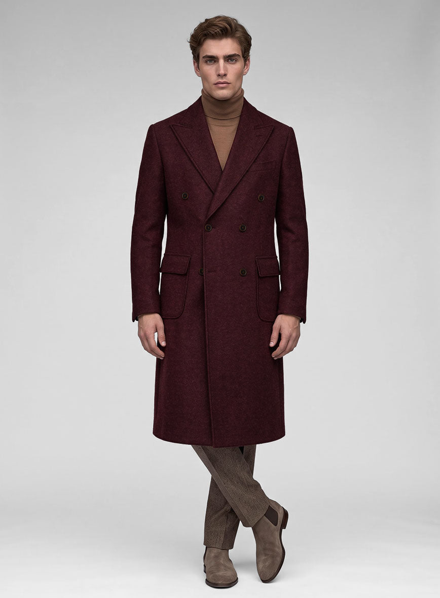 Musto Dark Wine Heavy Tweed Overcoat - StudioSuits
