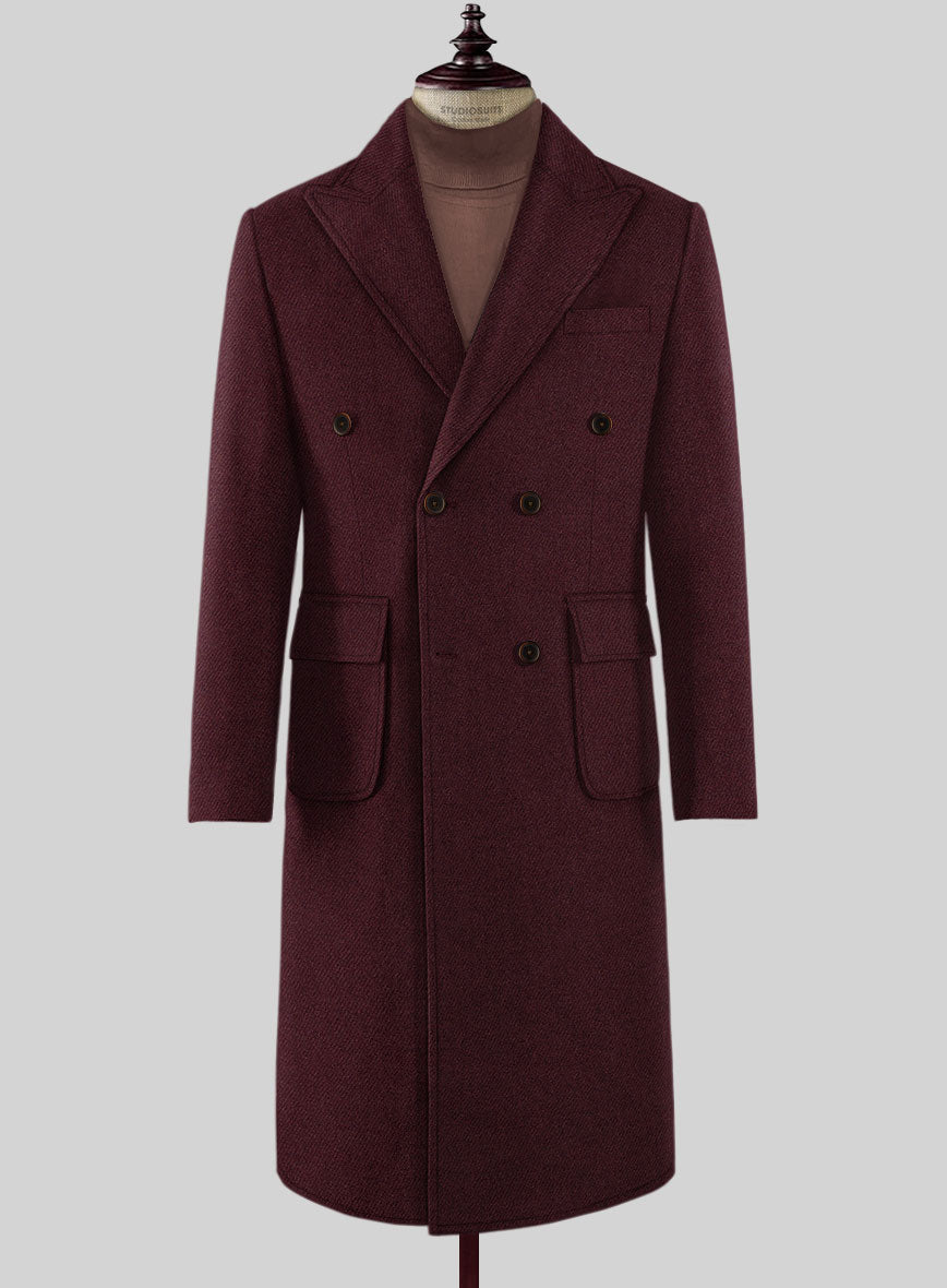 Musto Dark Wine Heavy Tweed Overcoat - StudioSuits