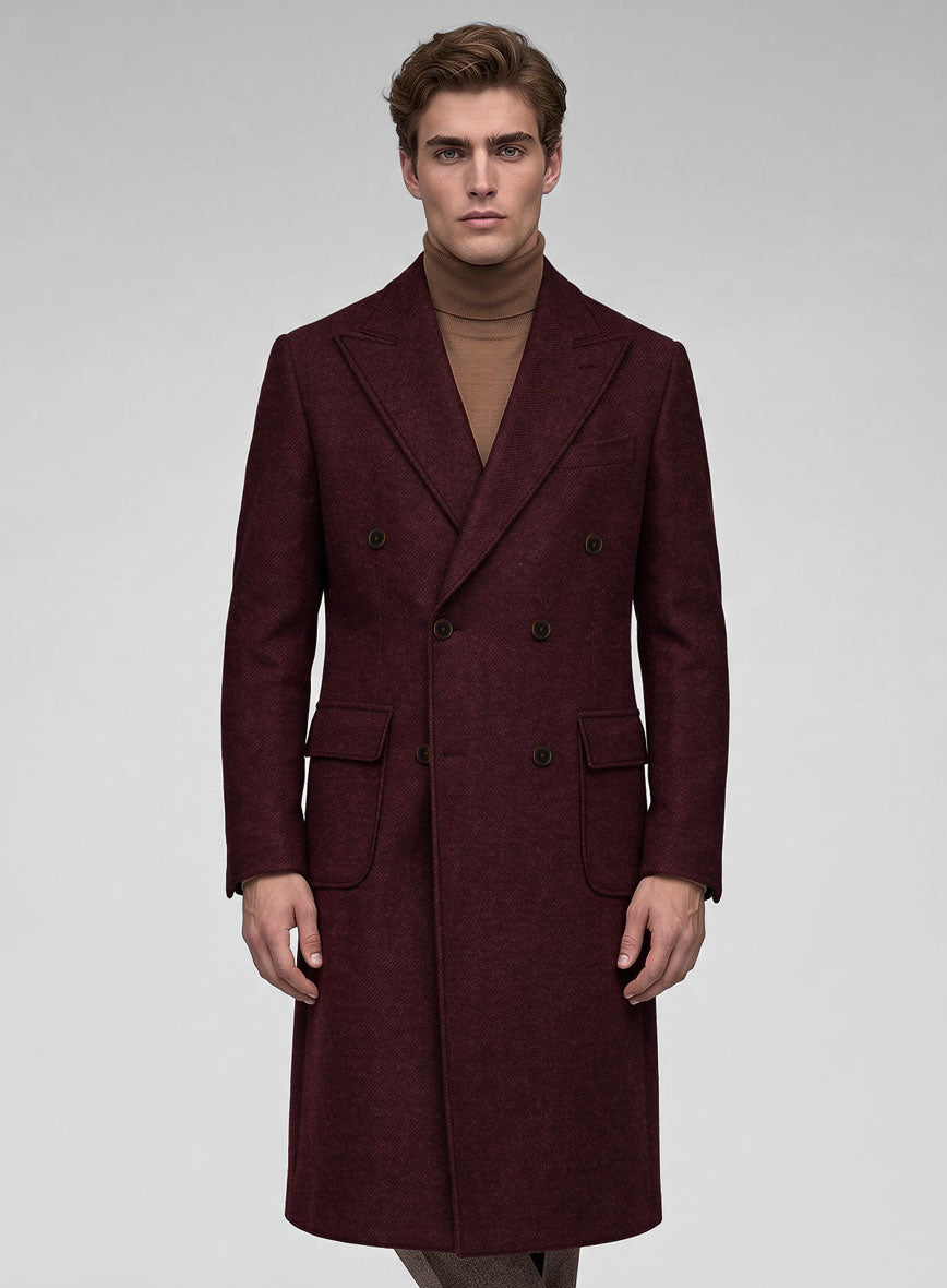 Musto Dark Wine Heavy Tweed Overcoat - StudioSuits