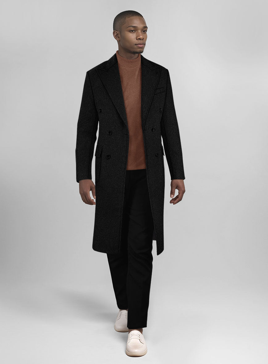 Musto Black Heavy Tweed Overcoat - StudioSuits