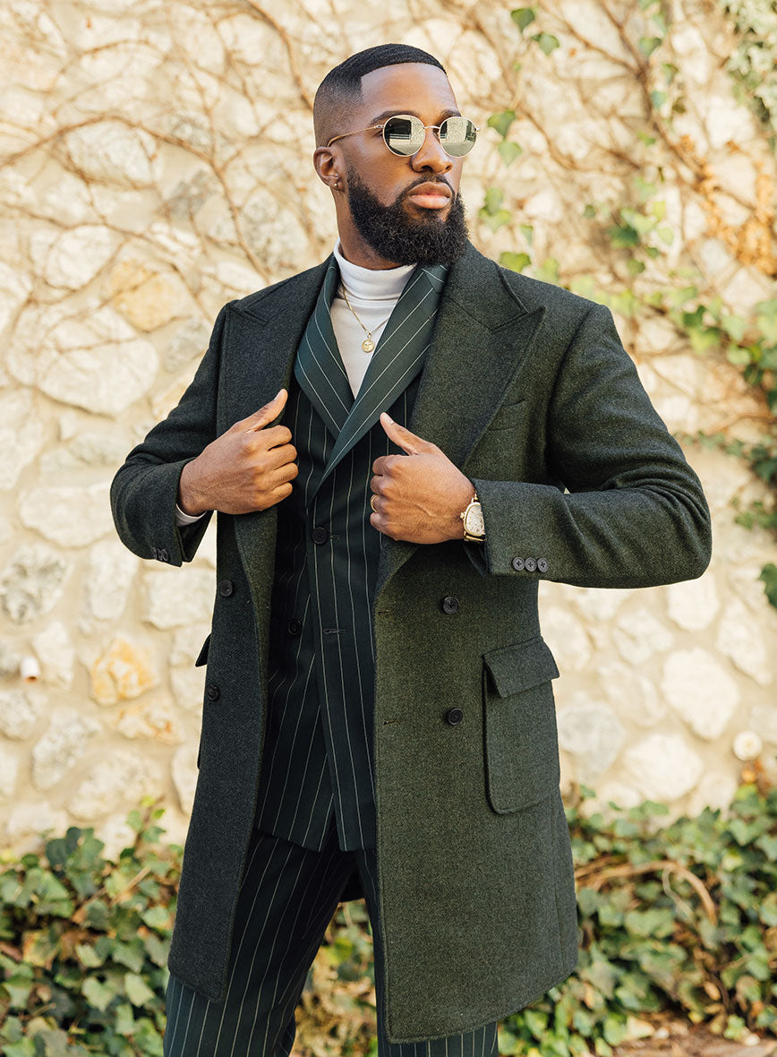 Musto Green Heavy Tweed Overcoat - StudioSuits